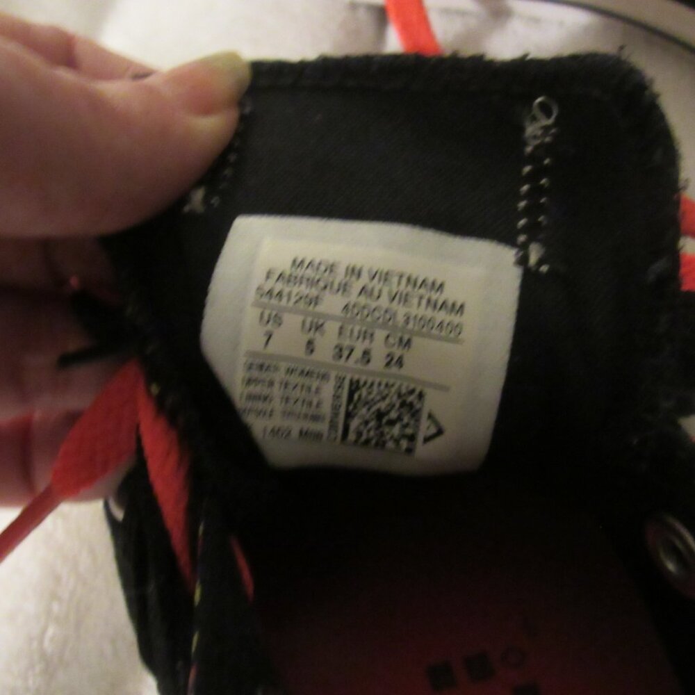 Converse Double Tongue Black/Multi Color Kids Size 7 - Picture 4 of 9